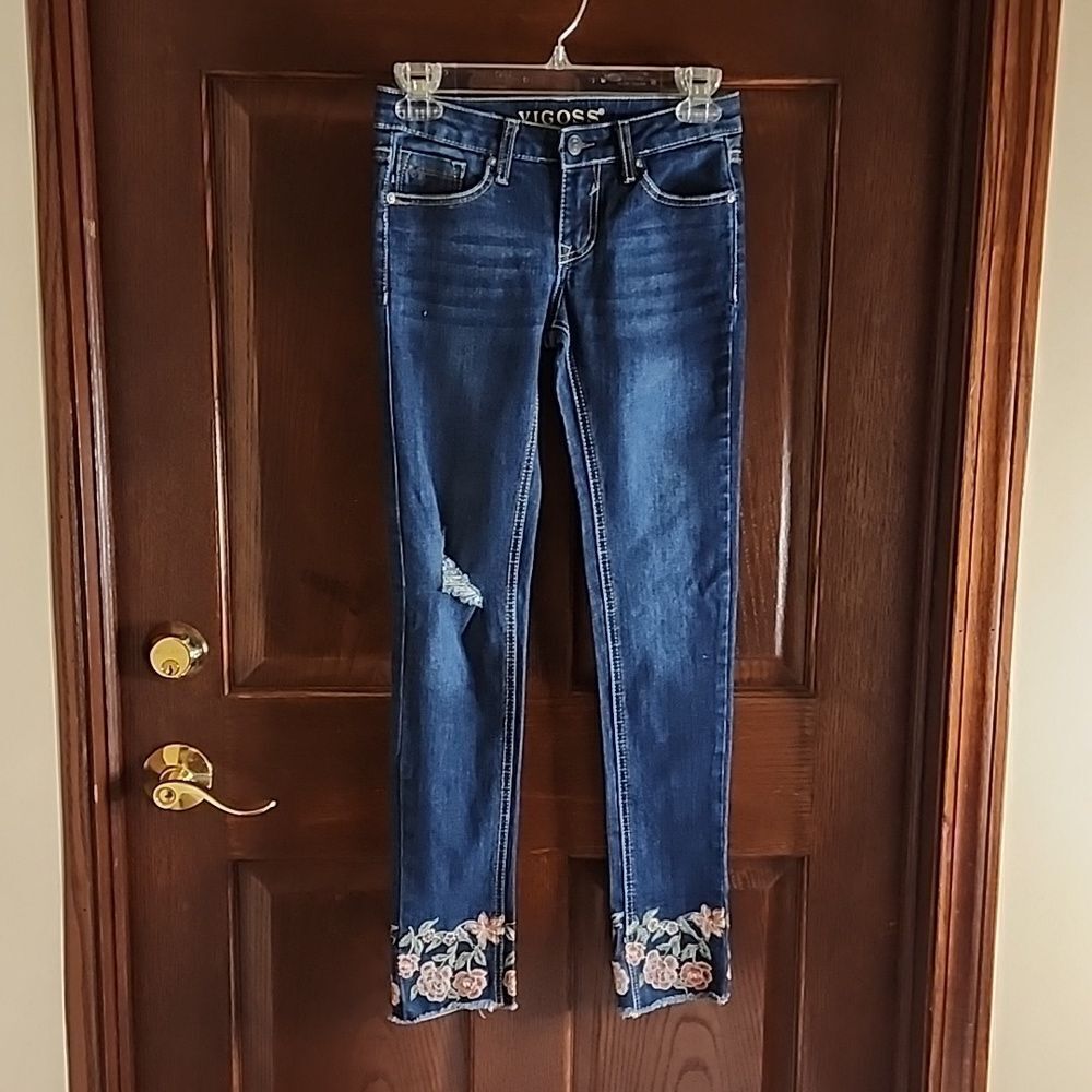 New Girls Vigoss Embroidered Ankle Skinny Jeans "The Austin" Size 10